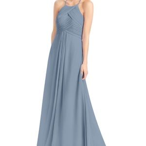 Azazie Ginger bridesmaid dress in Dusty Blue.